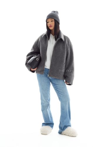 Шерстяная куртка на молнии в цвете графит