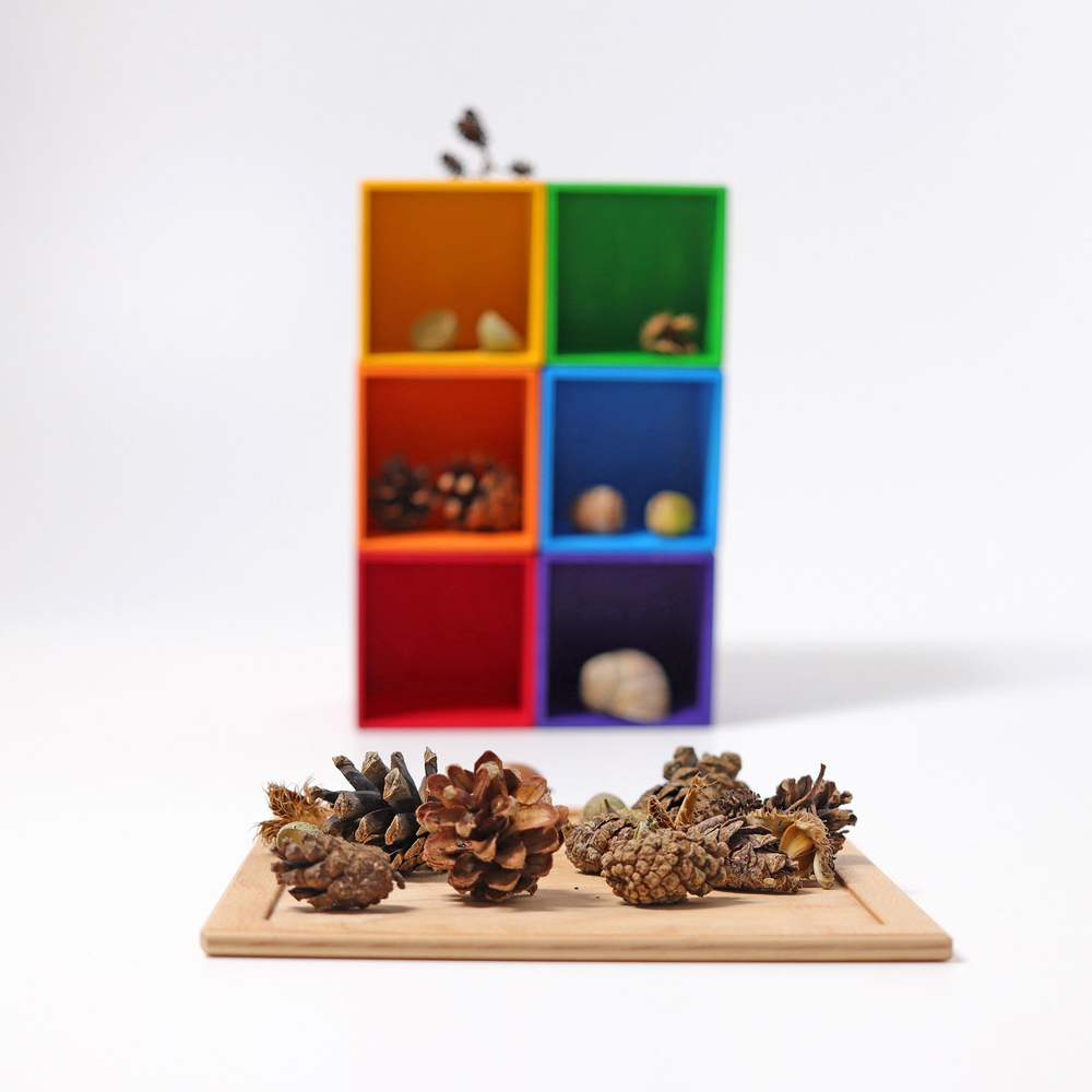 Деревянный сортер "6 цветных ящиков", поддон