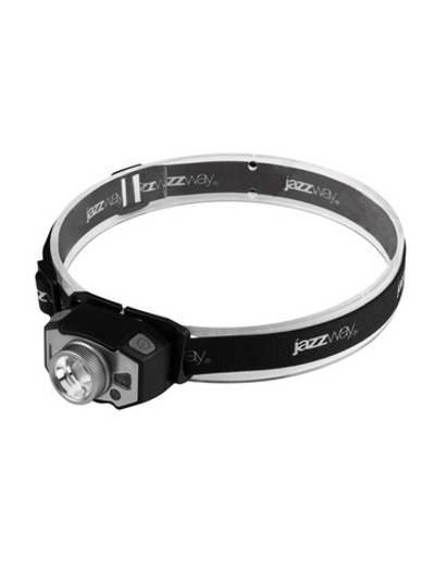 Фонарь аккумуляторный налобный AccuH1-L5WZ-bk zoom LED 5Вт + 2хRED SMD IP54 5 режимов: 100проц. 180лм 3.5ч/50проц. 110лм 5.5ч/30проц. 65лм 15ч/красн. 28ч/мигающ. красн. 12ч аккум. 0.8А.ч управл. жестами черн./сер. JazzWay 5036642