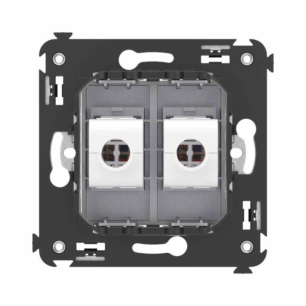 Компьютерная розетка RJ-45 без шторки в стену, кат.6 двойная, "Avanti", "Закаленная сталь"