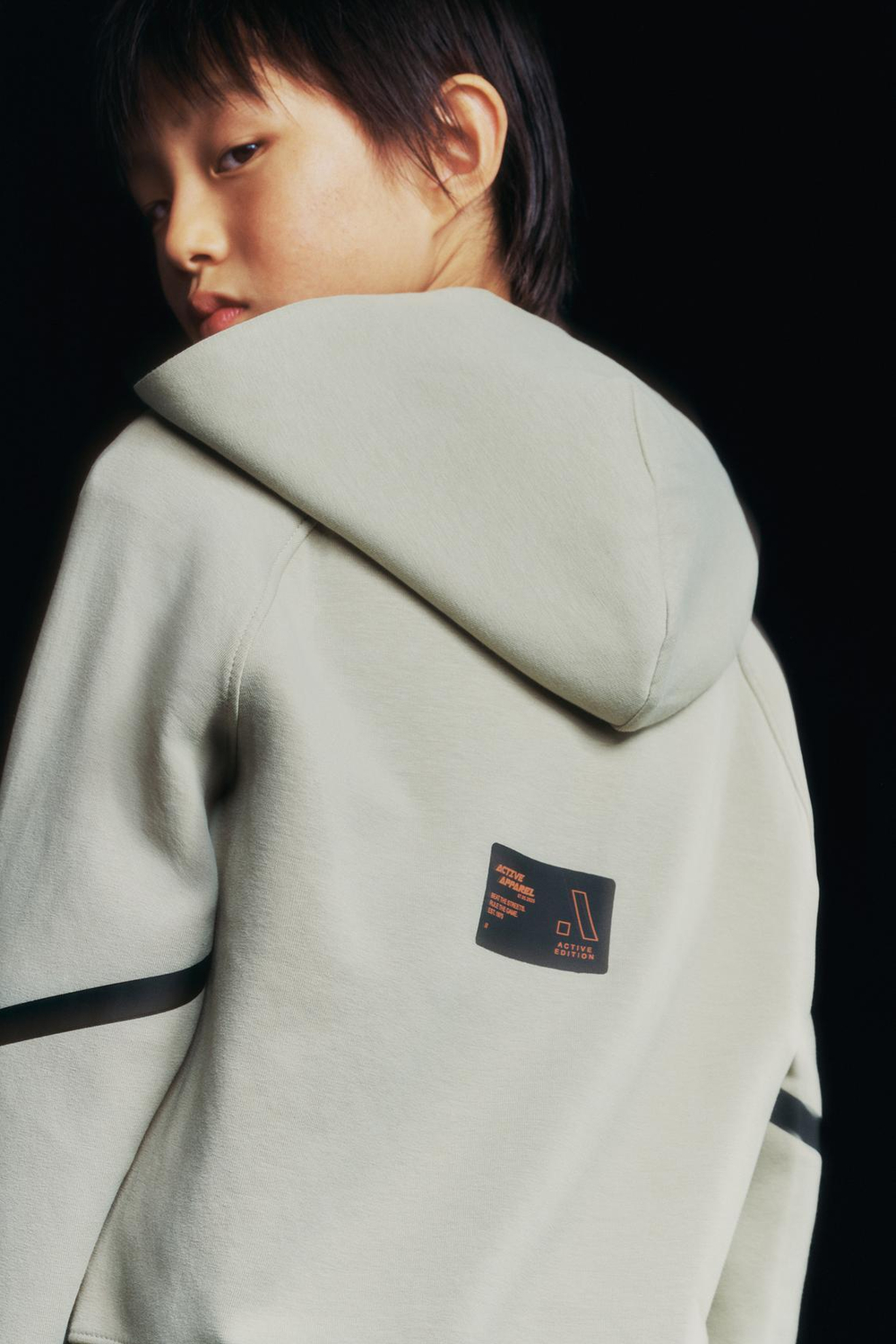 ZARA ХУДИ SPORTY INTERLOCK, ЗЕЛЕНЫЙ/СЕРЫЙ