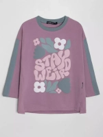 Лонгслив для девочки оверсайз с принтом
