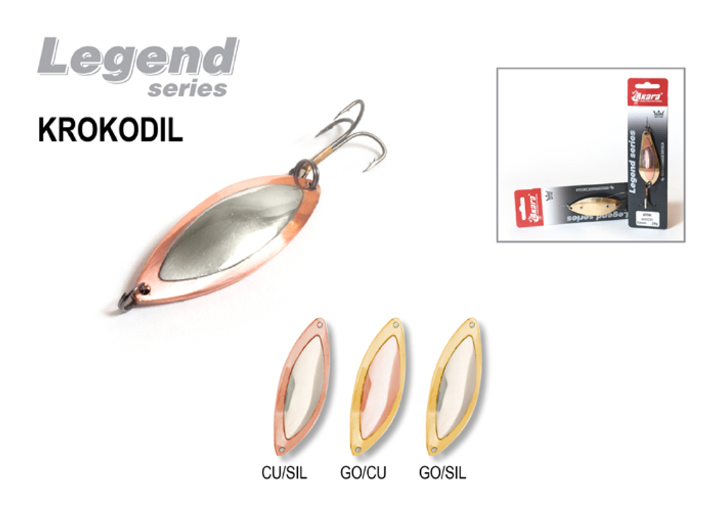 Блесна колебалка Akara Legend Krokodil со вставкой 70 мм 23 гр. Cu(Sil)