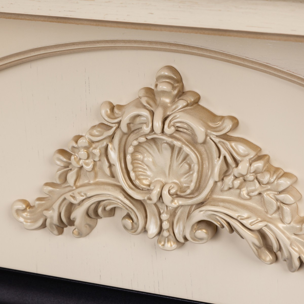 Электрокамин RealFlame Athena WT белый дуб с золотой патиной с очагом Majestic Lux Brass