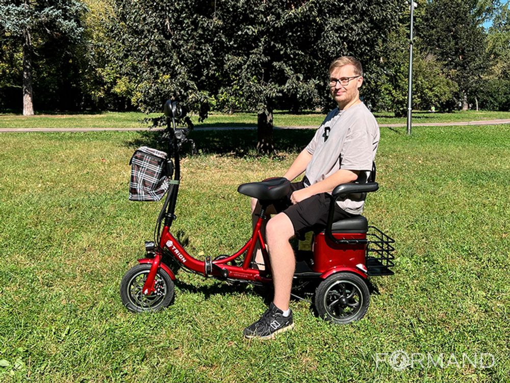 Трехколесный двухместный электровелосипед TRION Delta, Красный