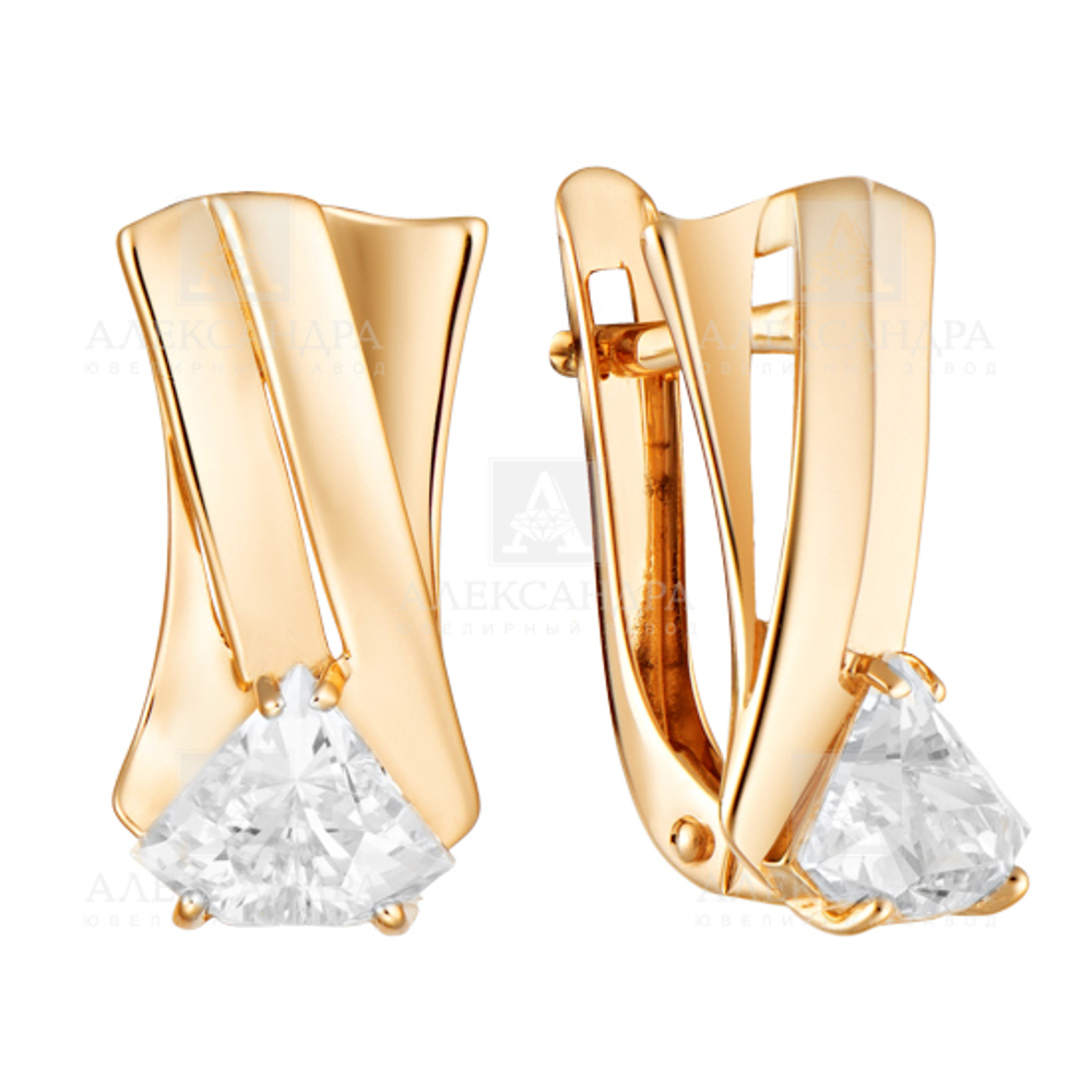 Серьги из золота 585 пробы с Фианит