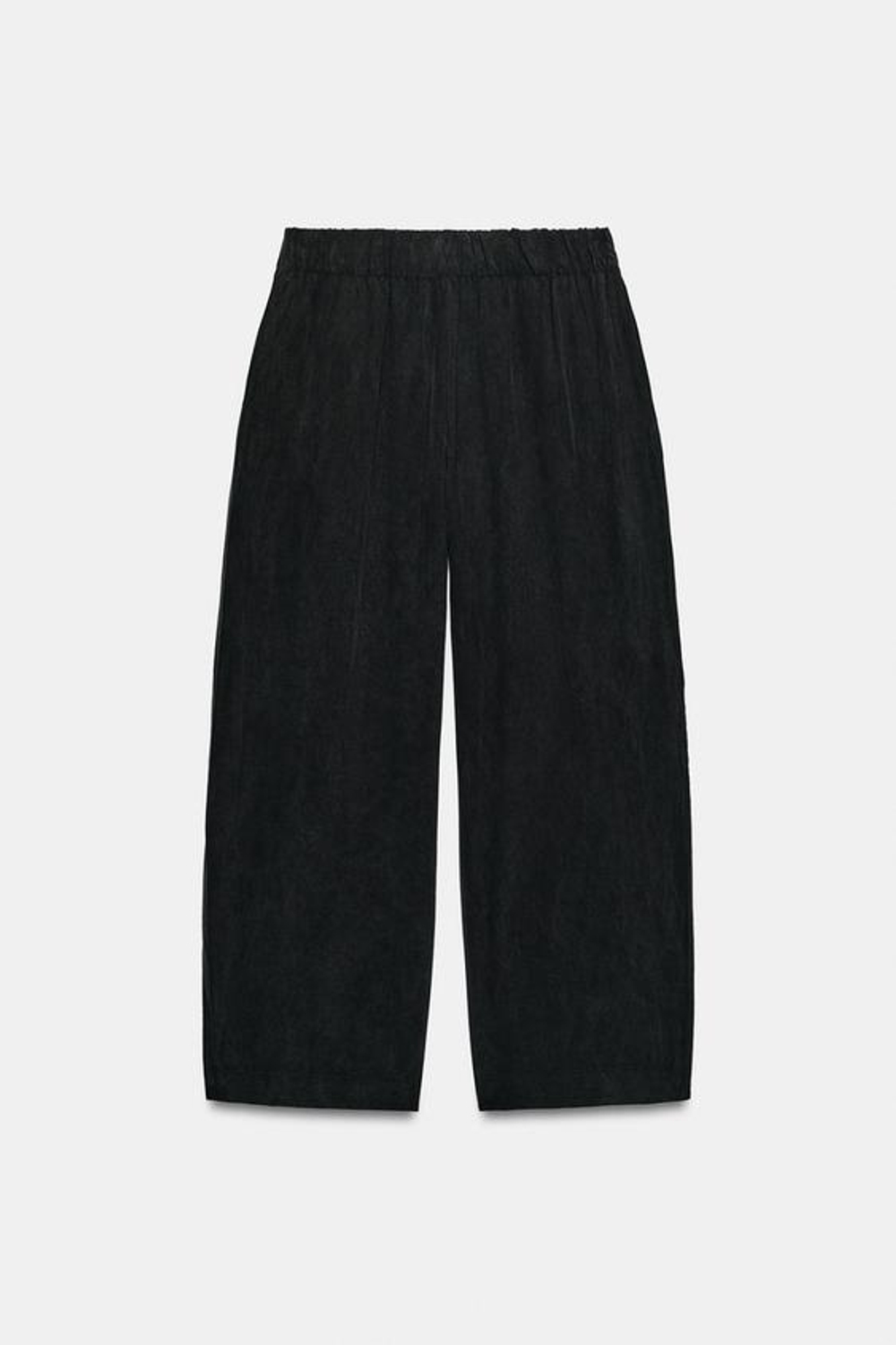 ZARA СТРУЯЩИЕСЯ УКОРОЧЕННЫЕ БРЮКИ, ЧЕРНЫЙ