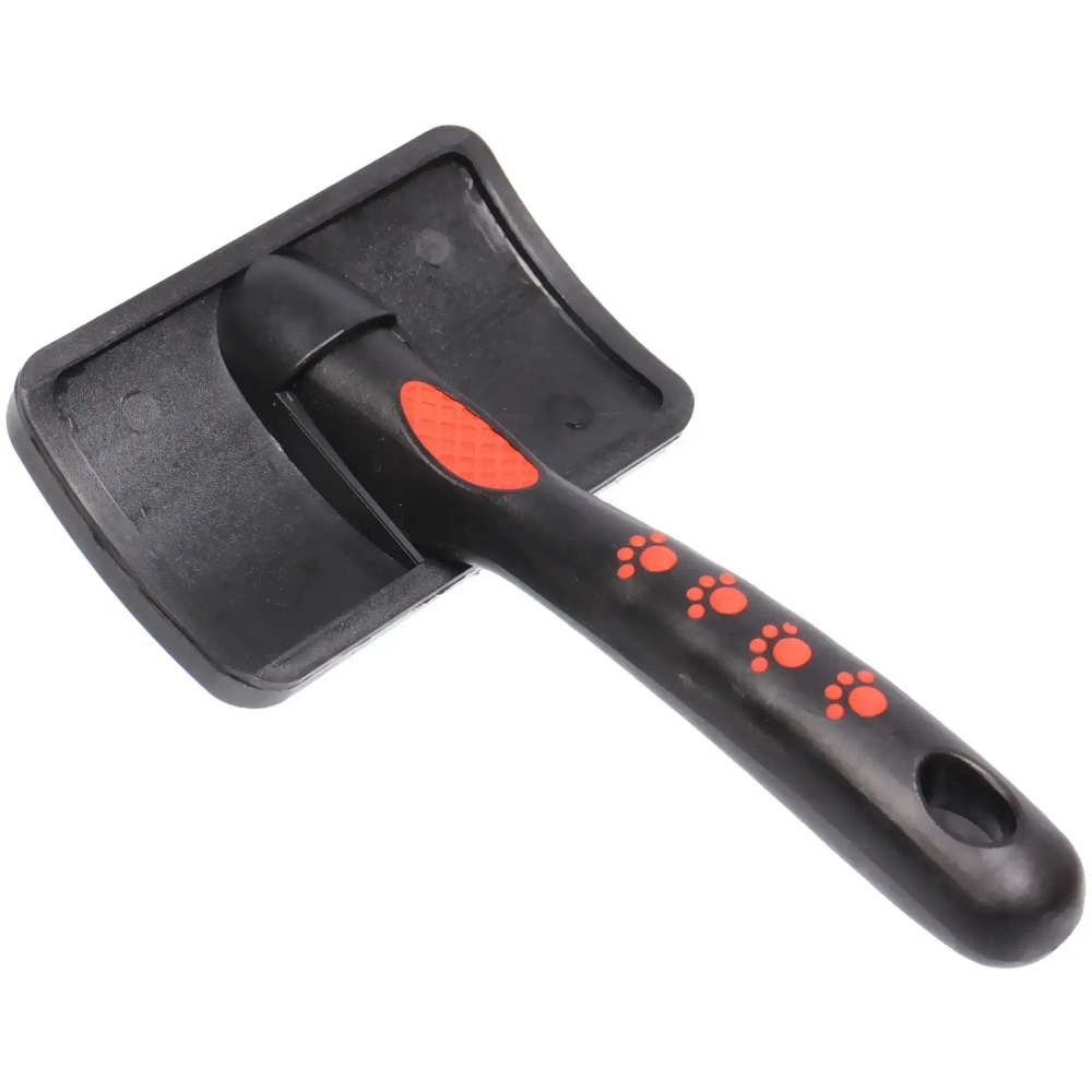 Расческа - пуходёрка для животных с каплями «ЛАПУСИКИ» прорезиненная ручка, цвет черный, 12*7,5см (блистер)✦