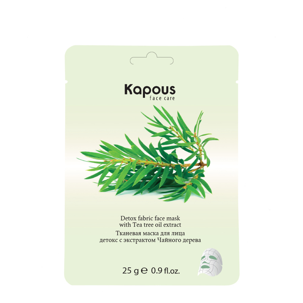Тканевая маска д/лица детокс с экстрактом Чайного дерева Kapous 25 г