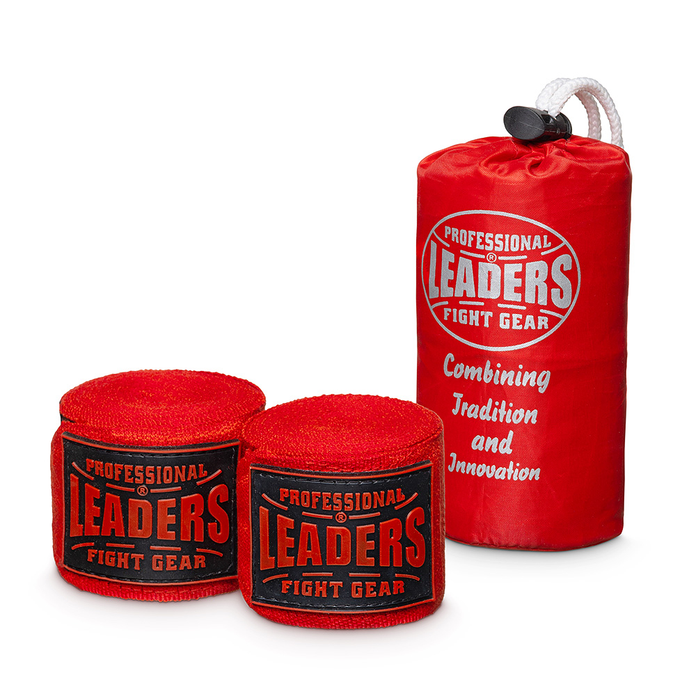 Бинты боксерские LEADERS PRO 84/16 ( 84% PV/16% нейлон, красный) (уценка)