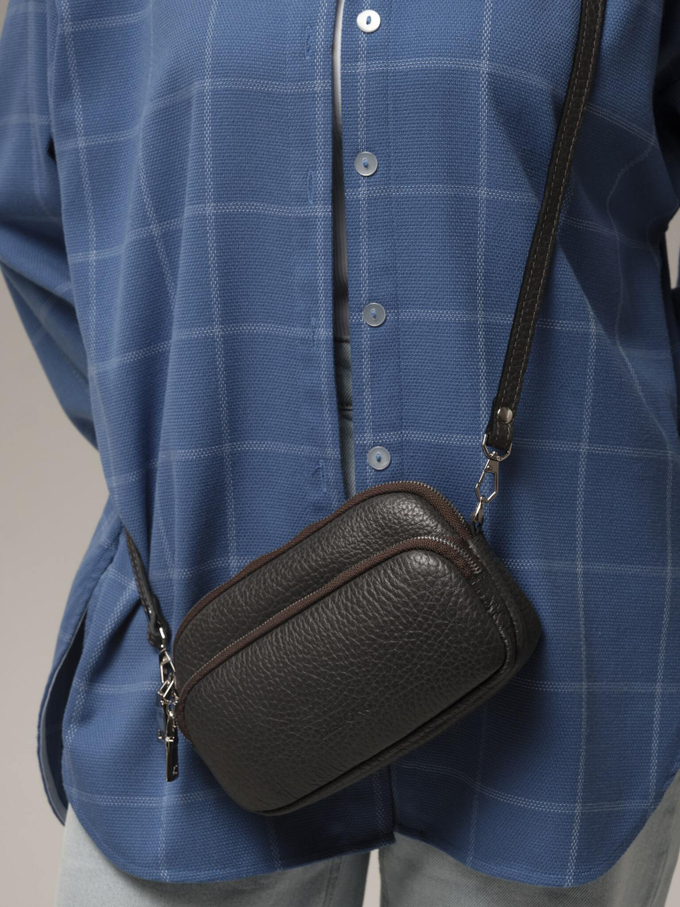 Сумка кожаная кросс-боди темно-зеленая