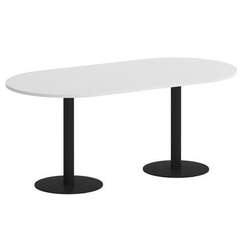 Onix Direct Стол овальный O.SPRG-3 Белый Бриллиант/Металл Черный 1800*900*750