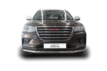 Защита переднего бампера d57 Arbori нерж. сталь для HAVAL H2 2014-нв