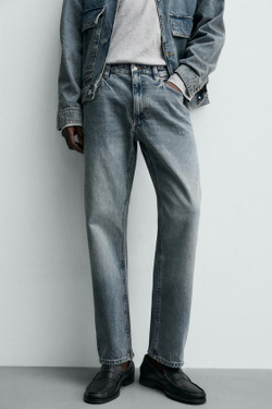 ZARA ДЖИНСЫ REGULAR FIT, ПАСТЕЛЬНО-СИНИЙ