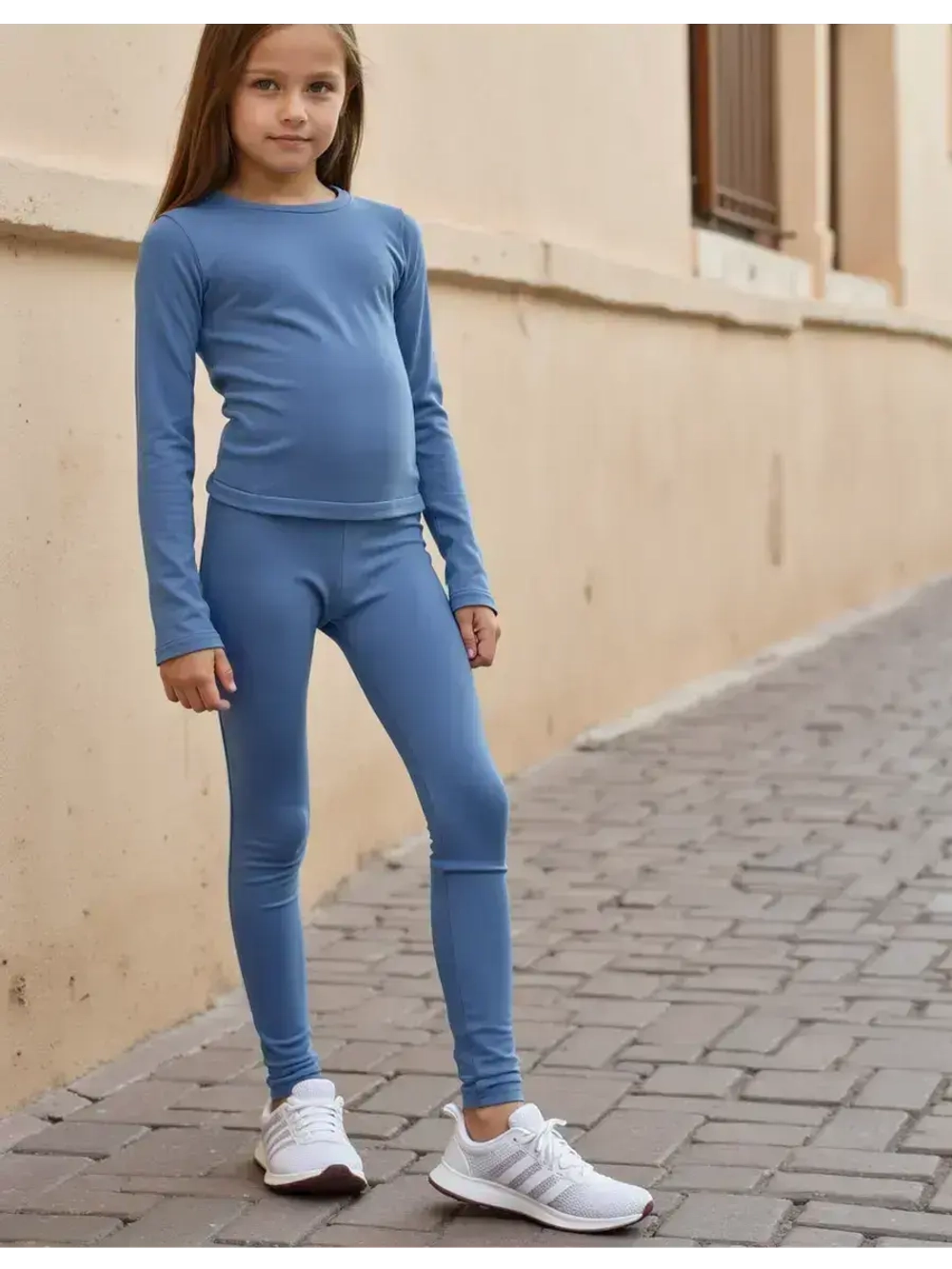 Голубые лосины для девочки на весну