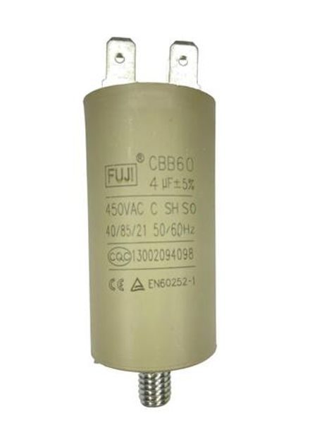 Конденсатор пусковой 450 В 4 мкФ FUJI CBB60 (2+2 PINS с креплением под болт) 30x57мм