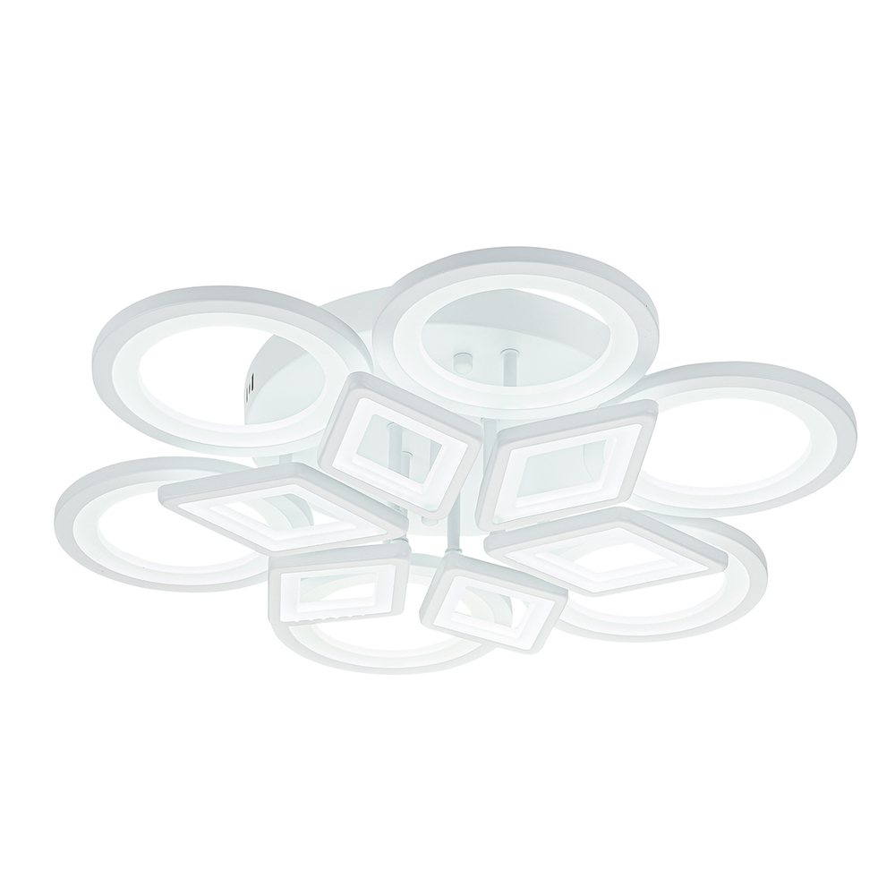 Потолочный светодиодный светильник 160Вт, 11076Лм, 3000-6500К, Ra>80, плавная регулировка мощности, изменение цветовой температуры, ночник, пульт, металл/акрил, белый