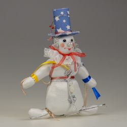 Ёлочная игрушка Снеговик в цилиндре