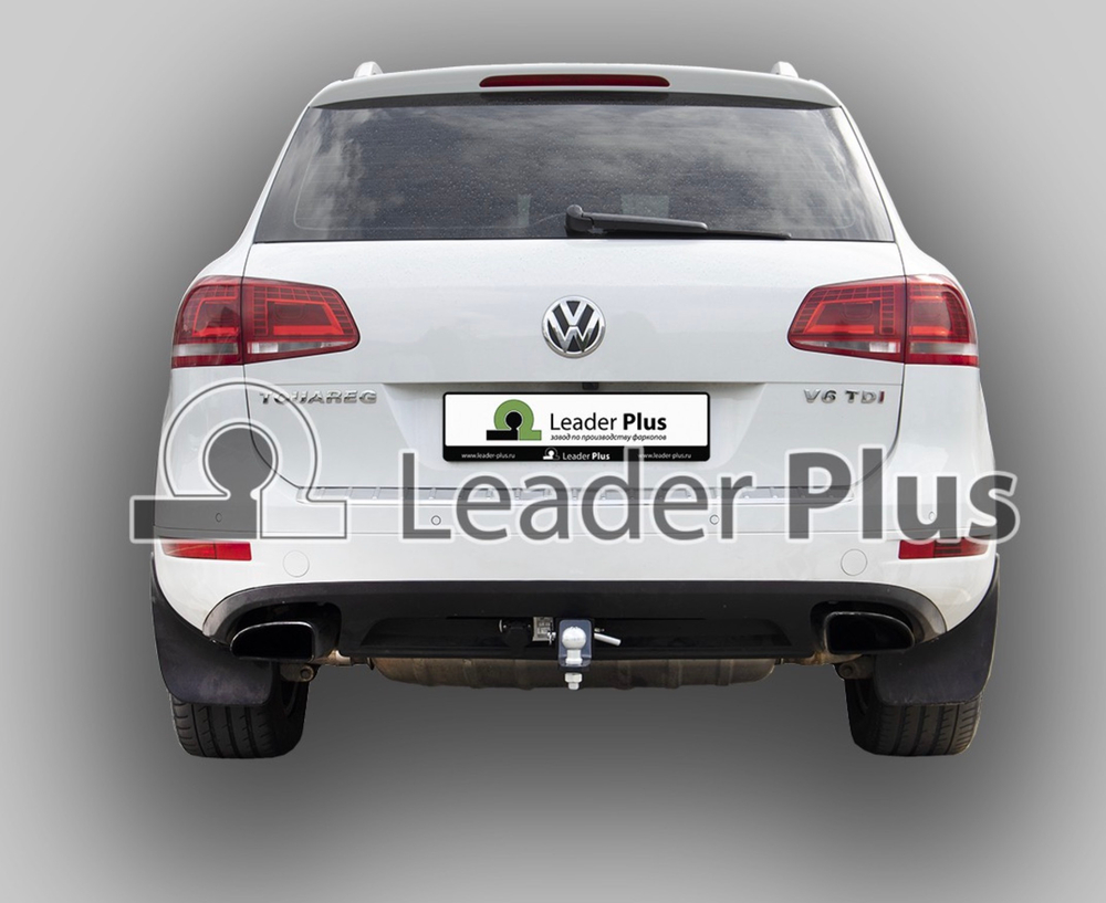 Фаркоп Лидер-плюс для Volkswagen Touareg 2002-2018, Audi Q7 2007-2015 без выреза бампера. Тип шара: E. Нагрузки: 1500/100 кг, (без электрики в комплекте) - V124-E