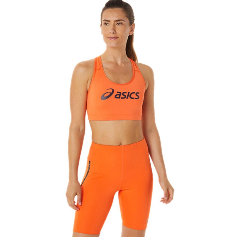 ASICS, CORE LOGO BRA, NOVA ORANGE/NIGHT SHADE, WOMEN, XS