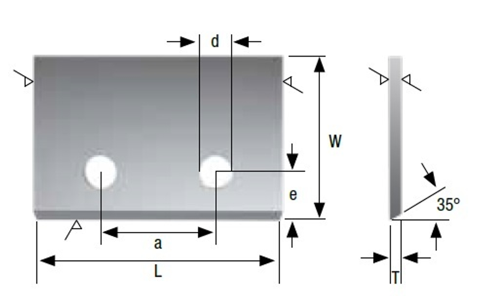 HW заготовка под профилирование 35х25,4х2x14 d=4.1 e=6.3 T04F-CR