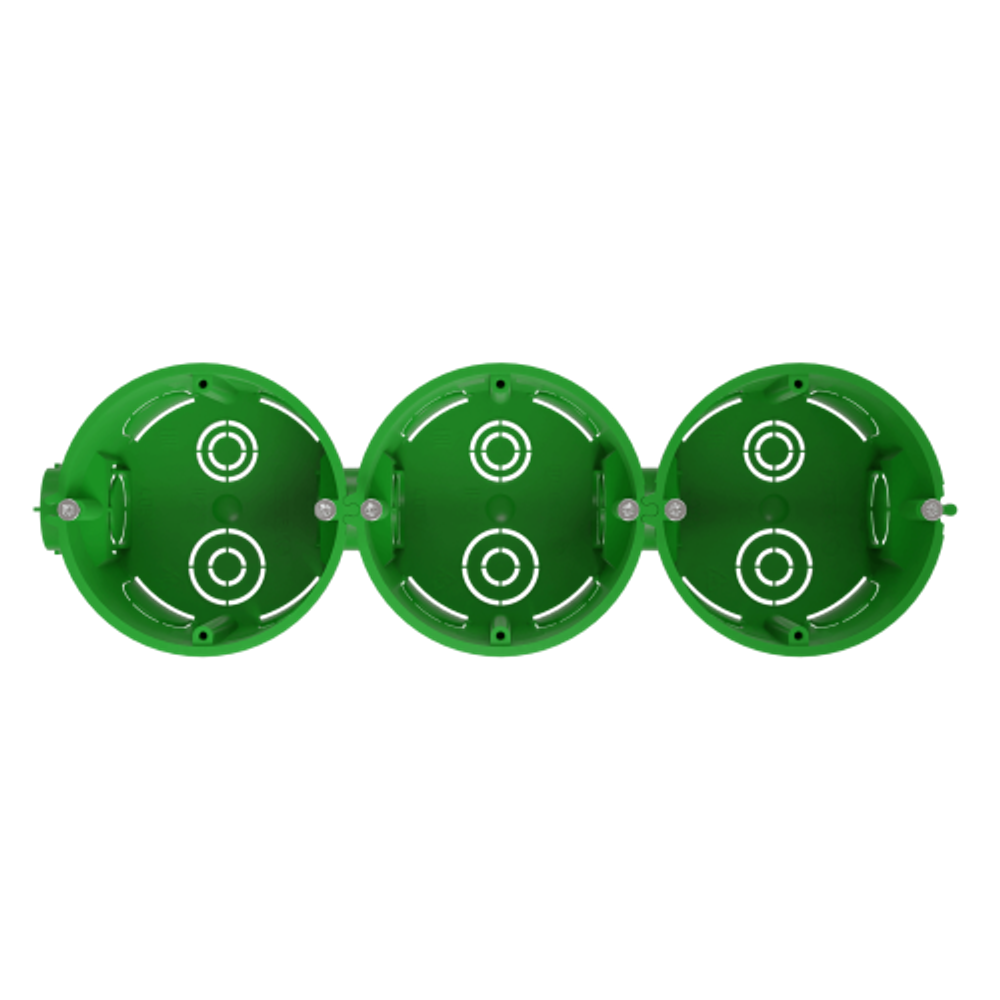 Коробка установочная ЭРА KUTS1-68-45-green зеленая 68х45мм для твердых стен с саморезами, один стыковочный узел IP20 | Коробки монтажные установочные для твердых стен