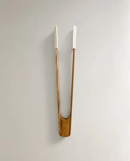 ZARA HOME СИЛИКОНОВЫЕ ЩИПЦЫ С ДЕРЕВЯННОЙ РУЧКОЙ, КРЕМОВЫЙ