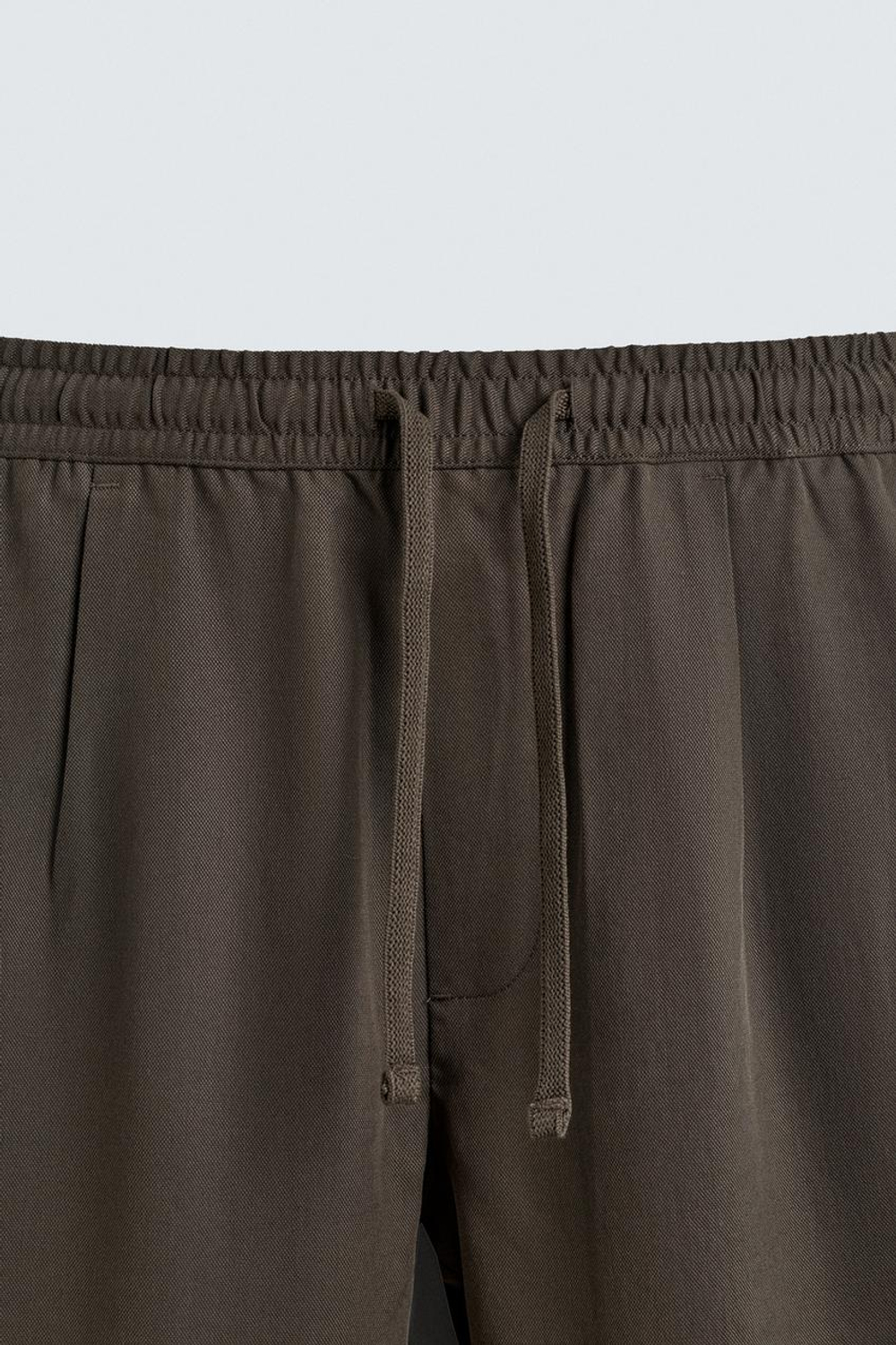 ZARA БРЮКИ REGULAR FIT ИЗ 100% ЛИОЦЕЛЛА, СЕРО-КОРИЧНЕВЫЙ