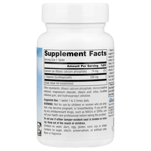 Source Naturals, L-теанин, 200 мг, 60 таблеток