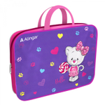 Папка с ручками 1 отделение, А4 260х340х80 мм, Alingar, ПВХ, ручки тесьма, дизайн с одной стороны, молния сверху, внутр. карман, "Нежный котенок"