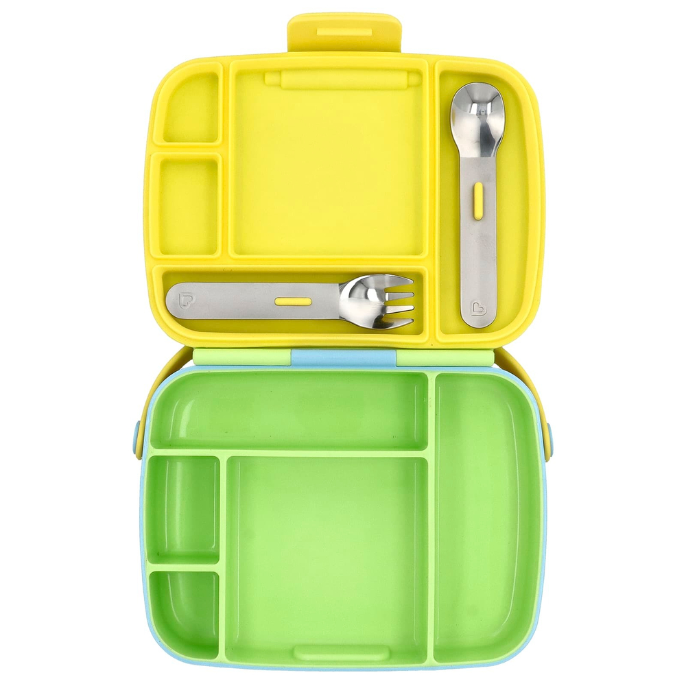 Munchkin, Lunch ™, Bento Box с посудой, для детей старше 18 месяцев, зеленый, набор из 3 предметов