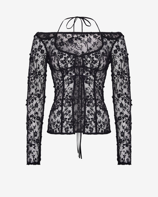 Топ из кружева с длинными рукавами