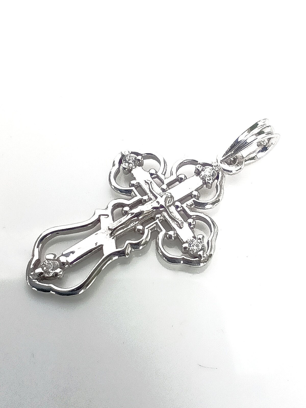 Крестик Эстерелла, славянский оберег, серебро 925*, родирование, фианит/Ф