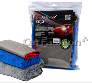 Салфетка микрофибра "CarFashion KIT-3" (3шт) 60х50/40х35/40х40см 90007