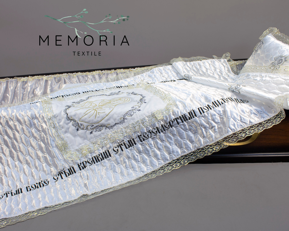 Комплект ритуальный «Богородица с текстом» атлас-стеганка