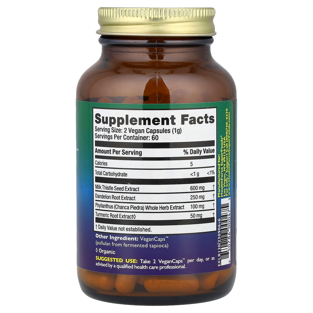 HealthForce Superfoods, Liver Rescue, препарат для печени, версия 6, 120 веганских капсул VeganCaps