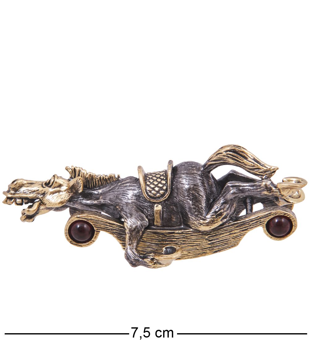 Народные промыслы AM-4189 Фигурка «Лошадь Укачалка» (латунь, янтарь)