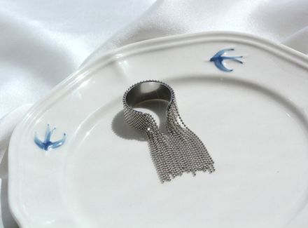 Кольцо Вечернее с цепями "Шарики"