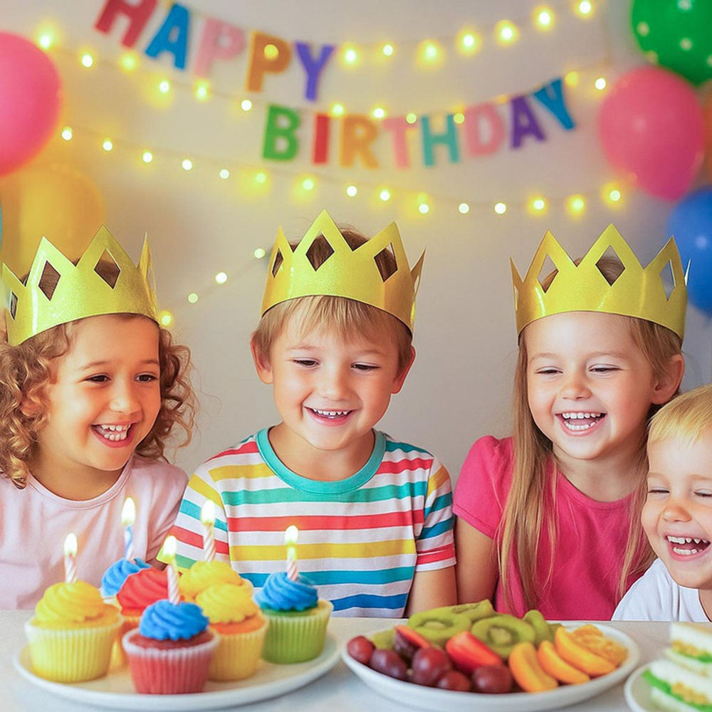 Корона фольг малая золотая 6шт