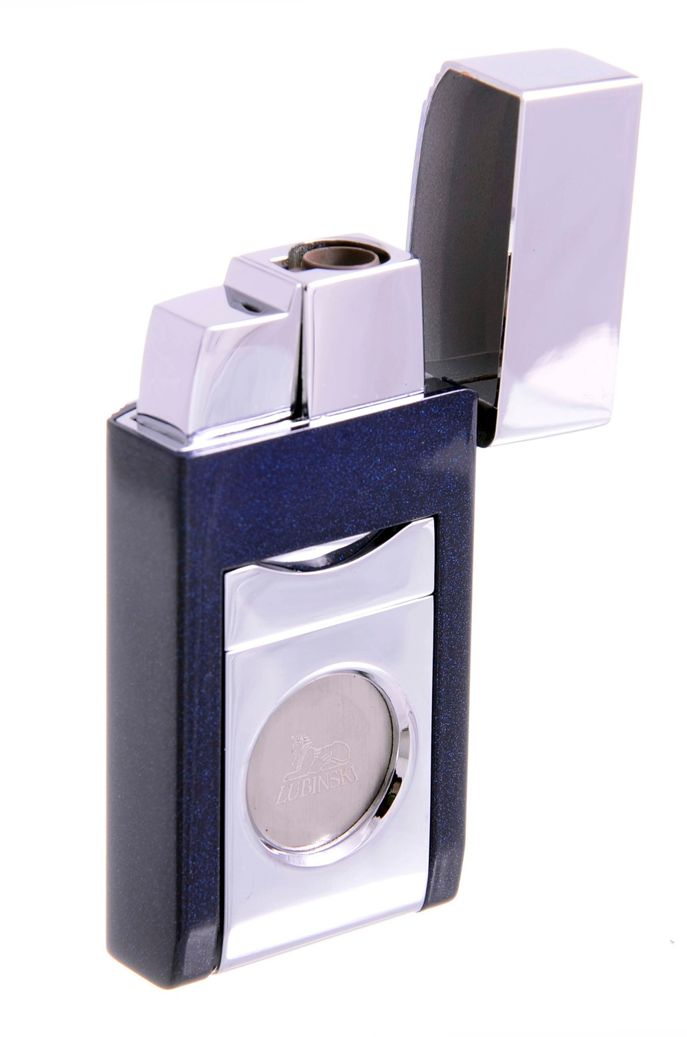 Зажигалка Lubinski "Тиволи" турбо с гильотиной, синий металлик