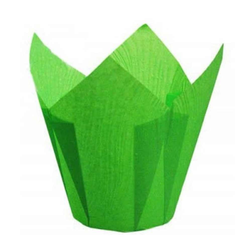 Капсулы-тюльпаны для капкейков 90х50 мм Зеленые ( Green ) 10 шт