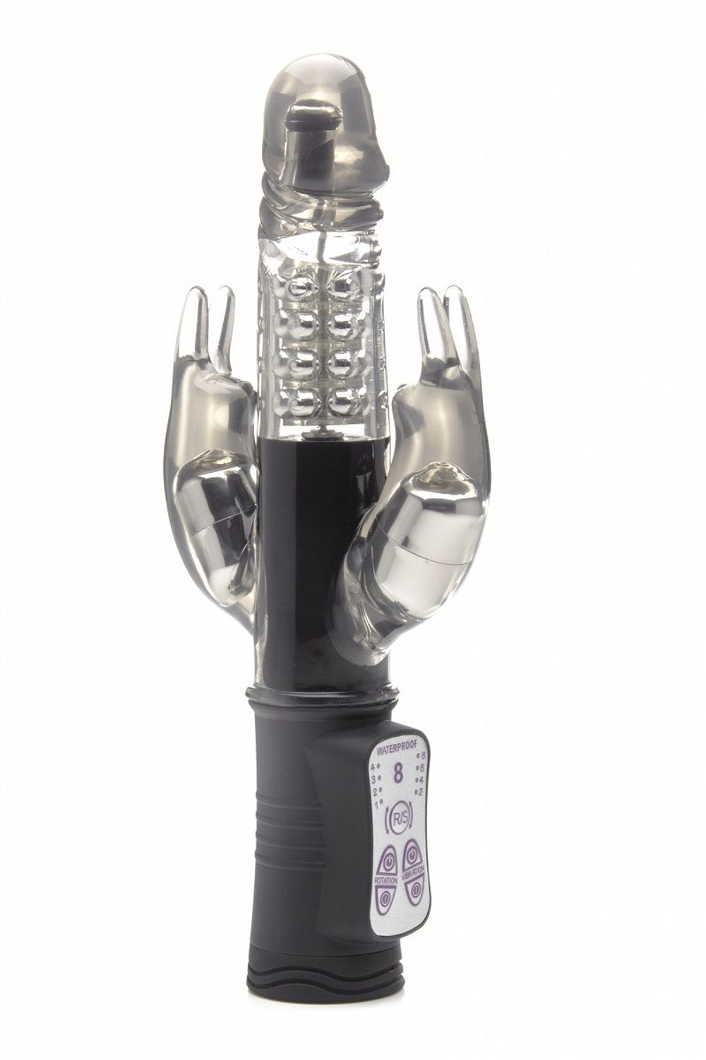 Дымчатый вибратор Multiply с двумя отростками - 23,5 см. (Цвет: дымчатый)