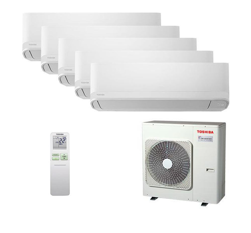 Мультисплит система на 5 комнат Toshiba RAS-B10CKVG-EE x 5 / RAS-5M34G3AVG-E