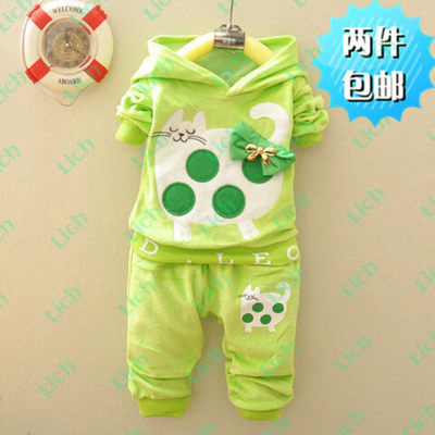 Комплект из худи и брюк с аппликациями кошек и бантом