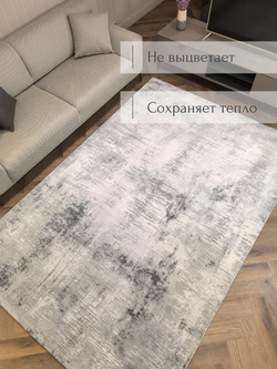 Коврик Sophistic прикроватный, абстракция 100х200 серо-голубой ковер комнатный, в спальню, гостиную, прихожую, балкон, коридор.