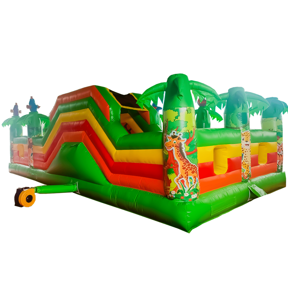 Коммерческий надувной батут "Джунгли" с горкой, 10*5*3 м