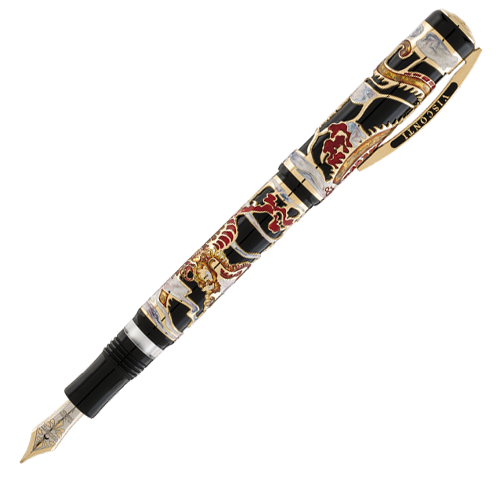 Перьевая ручка Visconti Dragon корпус смола вст сер 925пр позол лак перо пал23кт (Vs-648-02M)