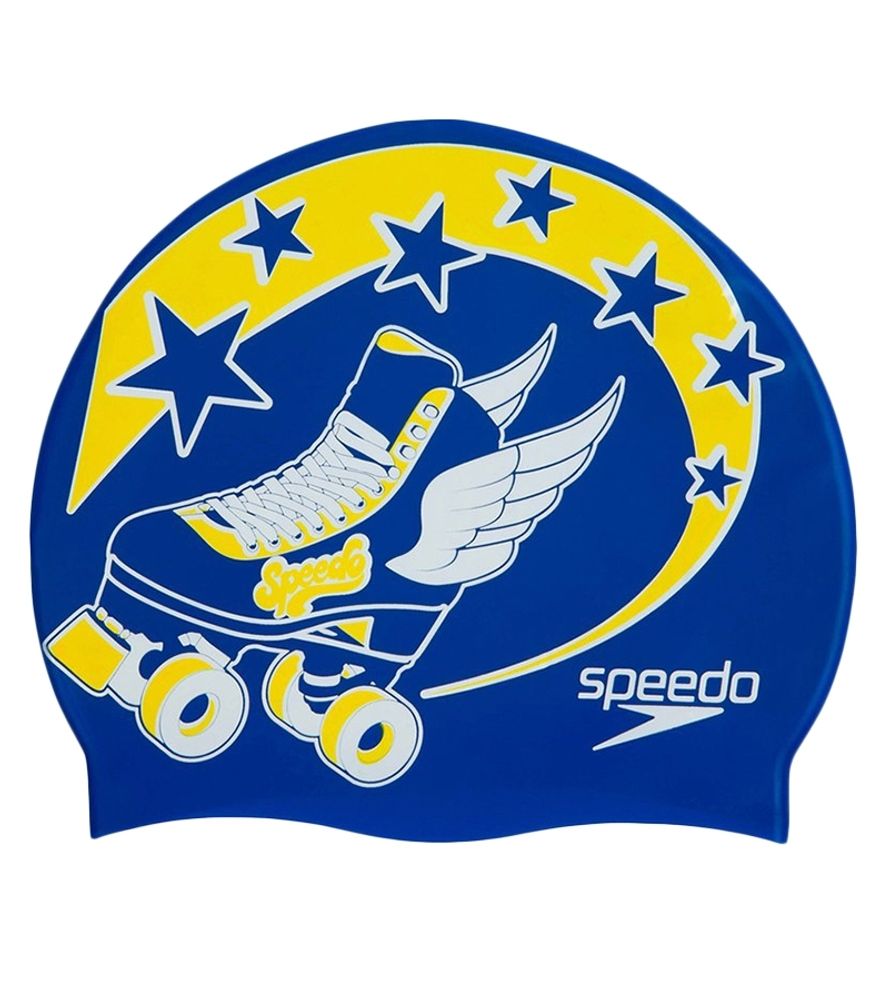 Шапочка для плавания силиконовая детская Speedo Junior Slogan Cap Roller Skates