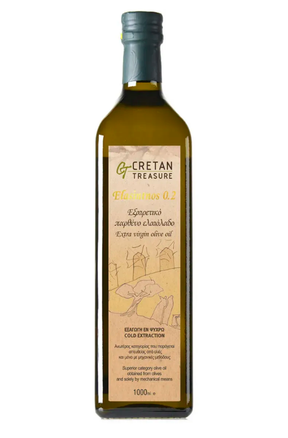 Оливковое масло нерафинированное Extra Virgin Elasinthos, 1 л. кислотность 0.3%