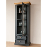 Шкаф для посуды «Форест» узкий 1 дверь 2 ящика серый 7012/бейц-масло